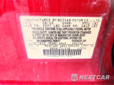 Zdjęcie 12 z 12 samochodu: 2012 NISSAN SENTRA 2.0 VIN:3N1AB6AP9CL782077 - miniatura