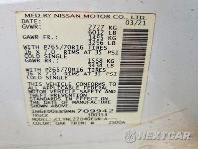 Zdjęcie 12 z 12 samochodu: 2021 NISSAN FRONTIER SV VIN:1N6ED0EB9MN709942 - miniatura