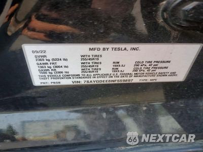Zdjęcie 12 z 12 samochodu: 2022 TESLA MODEL Y VIN:7SAYGDEE8NF559897 - miniatura