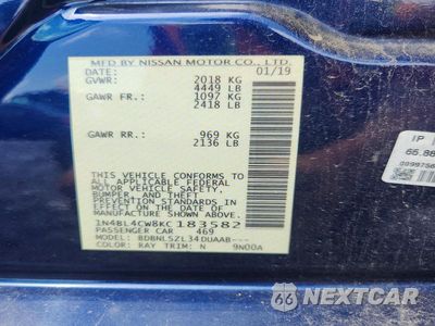 Zdjęcie 12 z 12 samochodu: 2019 NISSAN ALTIMA SR VIN:1N4BL4CW8KC183582 - miniatura