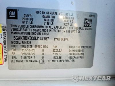 Zdjęcie 12 z 12 samochodu: 2016 BUICK ENCLAVE VIN:5GAKRBKD3GJ147767 - miniatura