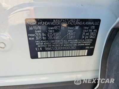 Zdjęcie 13 z 13 samochodu: 2017 HYUNDAI SANTA FE SPORT 2.4L VIN:5NMZU3LB0HH001283 - miniatura