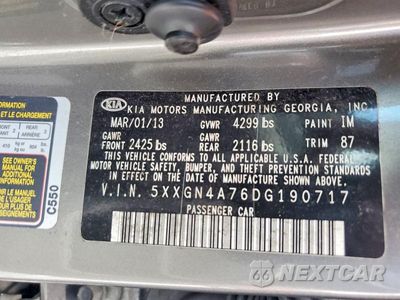 Zdjęcie 12 z 12 samochodu: 2013 KIA OPTIMA EX VIN:5XXGN4A76DG190717 - miniatura
