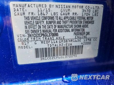 Zdjęcie 12 z 12 samochodu: 2016 NISSAN VERSA NOTE SV VIN:3N1CE2CP6GL370095 - miniatura