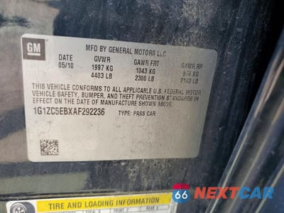 Zdjęcie 12 z 12 samochodu: 2010 CHEVROLET MALIBU 1LT VIN:1G1ZC5EBXAF292236 - miniatura