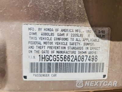 Zdjęcie 13 z 13 samochodu: 2002 HONDA ACCORD EX VIN:1HGCG55662A087498 - miniatura