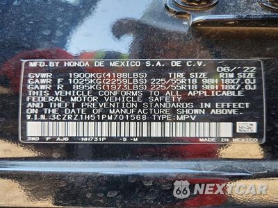 Zdjęcie 13 z 13 samochodu: 2023 HONDA HR-V SPORT VIN:3CZRZ1H51PM701568 - miniatura
