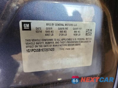 Zdjęcie 13 z 13 samochodu: 2014 CHEVROLET CRUZE LT VIN:1G1PC5SB1E7297420 - miniatura