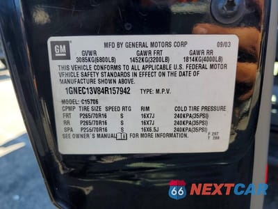 Zdjęcie 12 z 12 samochodu: 2004 CHEVROLET TAHOE C1500 VIN:1GNEC13V84R157942 - miniatura