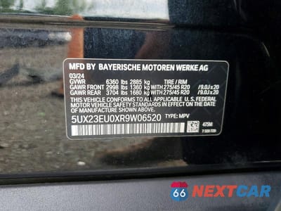 Zdjęcie 13 z 13 samochodu: 2024 BMW X5 XDRIVE40I VIN:5UX23EU0XR9W06520 - miniatura