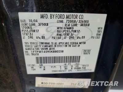 Zdjęcie 13 z 13 samochodu: 2005 FORD F150 SUPERCREW VIN:1FTPW14595KB80258 - miniatura