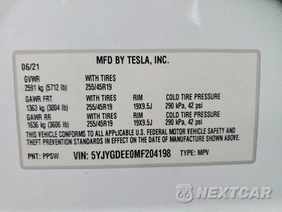 Zdjęcie 13 z 13 samochodu: 2021 TESLA MODEL Y VIN:5YJYGDEE0MF204198 - miniatura