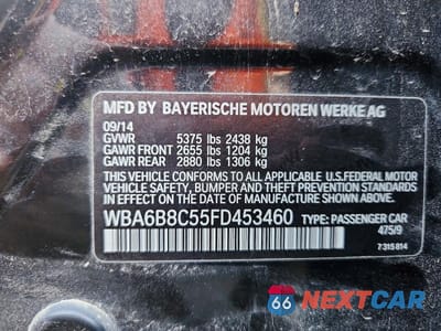 Zdjęcie 12 z 12 samochodu: 2015 BMW 640 XI GRAN COUPE VIN:WBA6B8C55FD453460 - miniatura