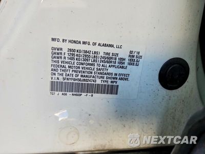 Zdjęcie 13 z 13 samochodu: 2018 HONDA PILOT EXL VIN:5FNYF6H50JB024743 - miniatura