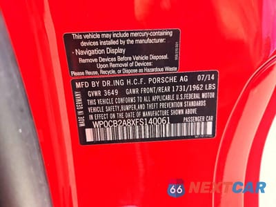 Zdjęcie 13 z 13 samochodu: 2015 PORSCHE BOXSTER S VIN:WP0CB2A8XFS140061 - miniatura