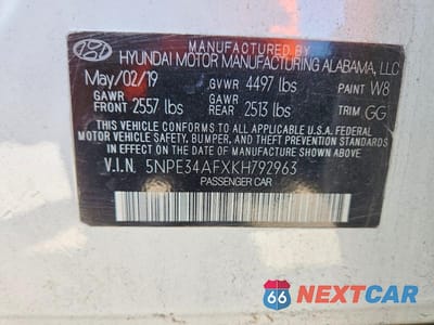 Zdjęcie 12 z 12 samochodu: 2019 HYUNDAI SONATA SEL VIN:5NPE34AFXKH792963 - miniatura