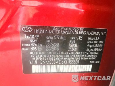 Zdjęcie 13 z 13 samochodu: 2019 HYUNDAI SANTA FE ULTIMATE 2.4L VIN:5NMS53AD6KH133801 - miniatura