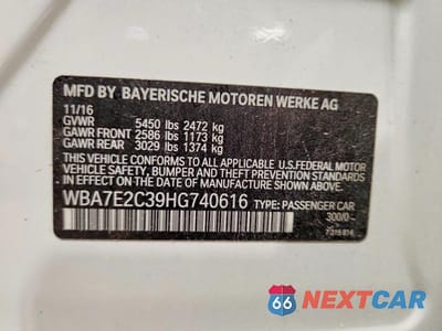 Zdjęcie 13 z 13 samochodu: 2017 BMW 740 I VIN:WBA7E2C39HG740616 - miniatura