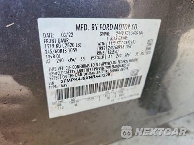 Zdjęcie 13 z 13 samochodu: 2022 FORD EDGE SEL VIN:2FMPK4J9XNBA41329 - miniatura