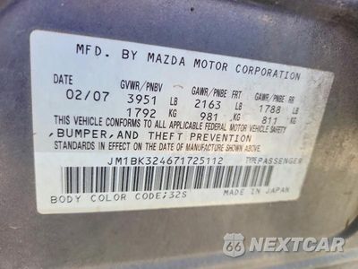 Zdjęcie 12 z 12 samochodu: 2007 MAZDA 3 S VIN:JM1BK324671725112 - miniatura