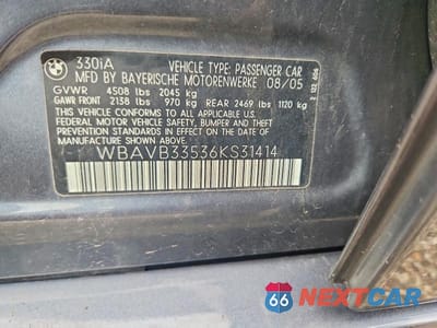Zdjęcie 12 z 12 samochodu: 2006 BMW 330 I VIN:WBAVB33536KS31414 - miniatura