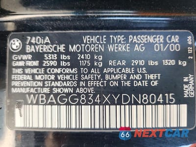 Zdjęcie 12 z 12 samochodu: 2000 BMW 740 I AUTOMATIC VIN:WBAGG834XYDN80415 - miniatura