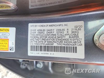 Zdjęcie 12 z 12 samochodu: 2020 HONDA ACCORD EXL VIN:1HGCV1F51LA063387 - miniatura