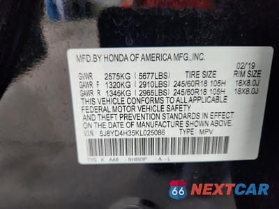 Zdjęcie 14 z 14 samochodu: 2019 ACURA MDX VIN:5J8YD4H35KL025086 - miniatura