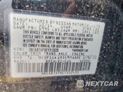 Zdjęcie 12 z 12 samochodu: 2014 NISSAN SENTRA SV VIN:3N1AB7AP8EY312635 - miniatura