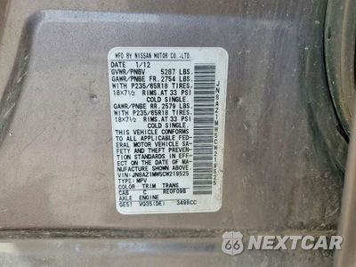 Zdjęcie 13 z 13 samochodu: 2012 NISSAN MURANO S VIN:JN8AZ1MW5CW219525 - miniatura