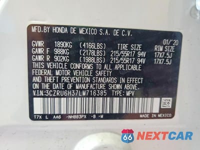 Zdjęcie 13 z 13 samochodu: 2020 HONDA HR-V LX VIN:3CZRU6H37LM716385 - miniatura