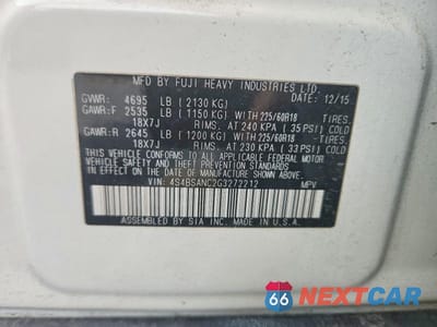Zdjęcie 13 z 13 samochodu: 2016 SUBARU OUTBACK 2.5I LIMITED VIN:4S4BSANC2G3272212 - miniatura
