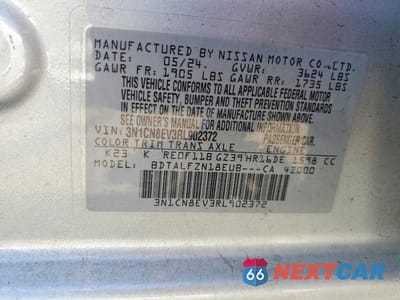 Zdjęcie 12 z 12 samochodu: 2024 NISSAN VERSA SV VIN:3N1CN8EV3RL902372 - miniatura