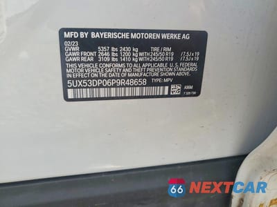Zdjęcie 13 z 13 samochodu: 2023 BMW X3 XDRIVE30I VIN:5UX53DP06P9R48658 - miniatura