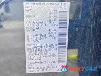 Zdjęcie 15 z 15 samochodu: 2015 INFINITI QX60 BASE VIN:5N1AL0MM5FC537782 - miniatura