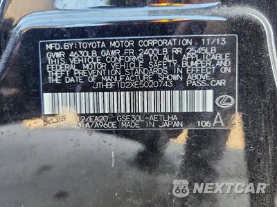 Zdjęcie 13 z 13 samochodu: 2014 LEXUS IS 250 VIN:JTHBF1D2XE5020743 - miniatura