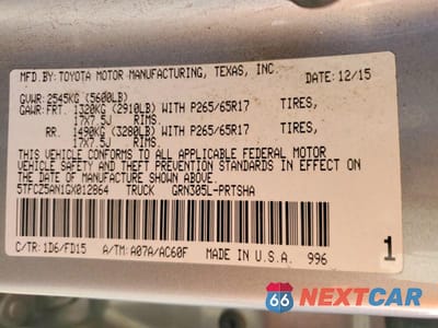 Zdjęcie 12 z 12 samochodu: 2016 TOYOTA TACOMA TRD SPORT VIN:5TFCZ5AN1GX012864 - miniatura