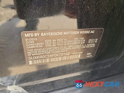 Zdjęcie 14 z 14 samochodu: 2015 BMW X5 XDRIVE35I VIN:5UXKR0C55F0K70192 - miniatura