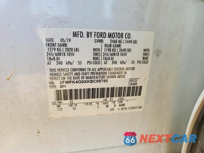 Zdjęcie 13 z 13 samochodu: 2019 FORD EDGE SE VIN:2FMPK4G9XKBC09795 - miniatura
