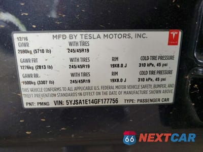 Zdjęcie 13 z 13 samochodu: 2016 TESLA MODEL S VIN:5YJSA1E14GF177756 - miniatura