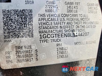 Zdjęcie 12 z 12 samochodu: 2020 CHEVROLET COLORADO ZR2 VIN:1GCGTEEN8L1144207 - miniatura