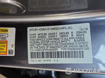 Zdjęcie 12 z 12 samochodu: 2019 HONDA ACCORD TOURING VIN:1HGCV2F97KA005257 - miniatura
