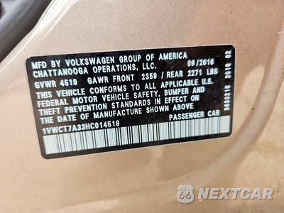 Zdjęcie 13 z 13 samochodu: 2017 VOLKSWAGEN PASSAT SEL PREMIUM VIN:1VWCT7A33HC014519 - miniatura