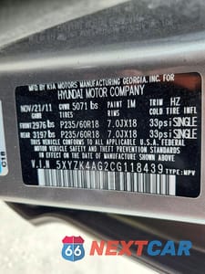 Zdjęcie 13 z 13 samochodu: 2012 HYUNDAI SANTA FE LIMITED VIN:5XYZK4AG2CG118439 - miniatura