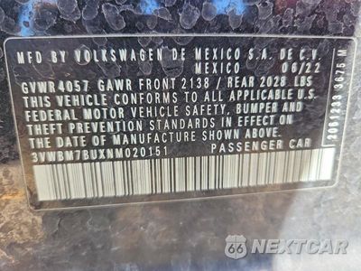 Zdjęcie 12 z 12 samochodu: 2022 VOLKSWAGEN JETTA SPORT VIN:3VWBM7BUXNM020151 - miniatura