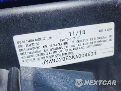 Zdjęcie 9 z 9 samochodu: 2019 YAMAHA YZFR6 VIN:JYARJ28E3KA004634 - miniatura