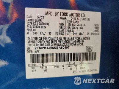 Zdjęcie 13 z 13 samochodu: 2022 FORD EDGE SEL VIN:2FMPK4J96NBA80497 - miniatura