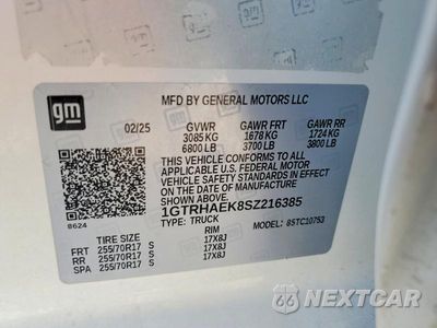 Zdjęcie 12 z 12 samochodu: 2025 GMC SIERRA C1500 VIN:1GTRHAEK8SZ216385 - miniatura