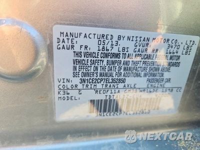 Zdjęcie 12 z 12 samochodu: 2014 NISSAN VERSA NOTE SV VIN:3N1CE2CP7EL352850 - miniatura
