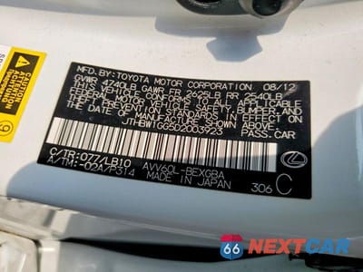 Zdjęcie 12 z 12 samochodu: 2013 LEXUS ES 300H VIN:JTHBW1GG5D2003923 - miniatura